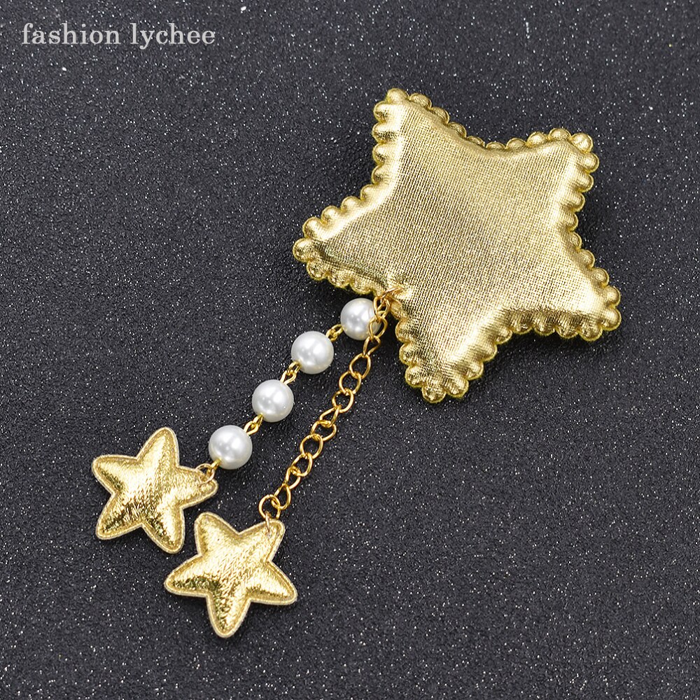 Grampo de cabelo da moda, grampo de cabelo de estrela para meninas lolita com borla longa, pingente de pérolas artificiais, decoração do cabelo
