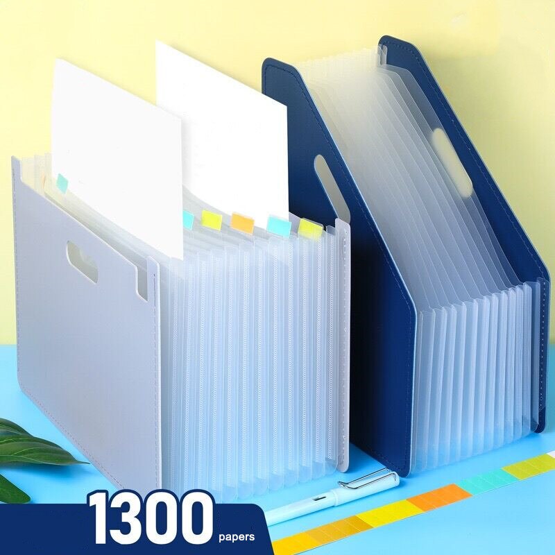 MINKYS Large Capacity A4 Expanding File Folder Bag 13 Layers Document File Bag Organizer Holder Free Label Office Stationery