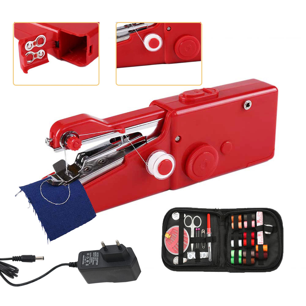 INNE Portable Mini Hand Sewing Machine Household Electric Quick Repair Clothes Straight Stitch Needlework Tool DIY Accessories