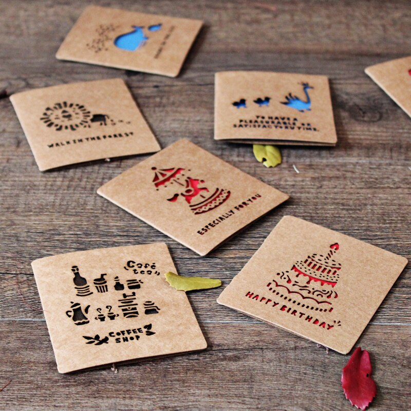 9pcs/lot Animal cutout greeting card blank card birthday card belt envelope Christmas birthday card