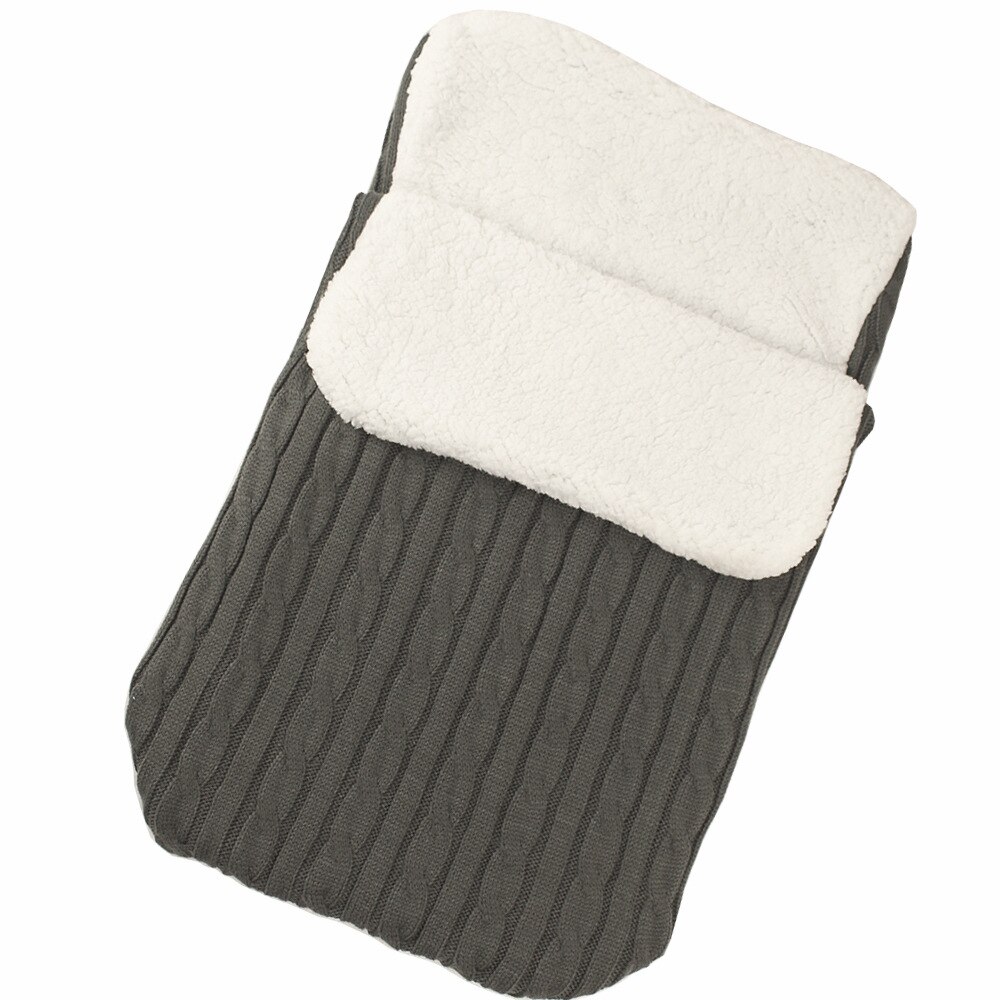 Baby Dikker Slaapzak Gebreide Warm Wrap Deken Pasgeboren Wandelwagen Winddicht Quilt Fleece Dikte Herfst Winter Deken: dark grey