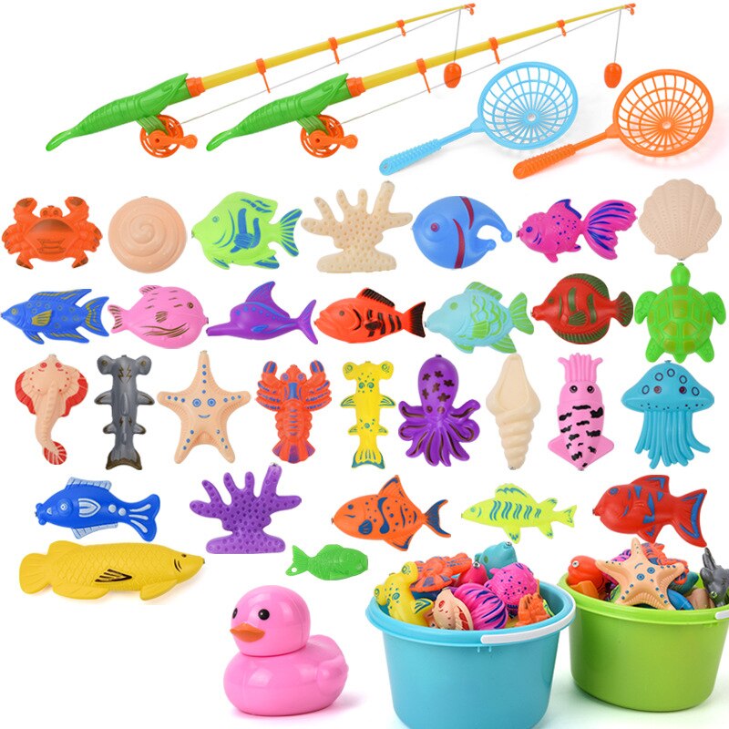 Kinderen Jongen Meisje Vissen Speelgoed Set Magnetische Play Water Baby Speelgoed Vis Vierkante Voor Kinderen 25/26/39 stuks Zomer Pretend Huis