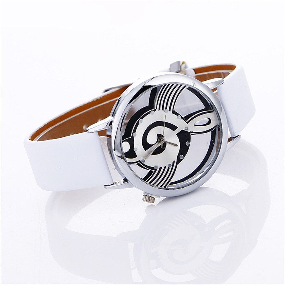 Womans Watch Musical Note Painting Leather Strap Bracelet Lady Male Female Wrist Watches Femmes Montres Clock