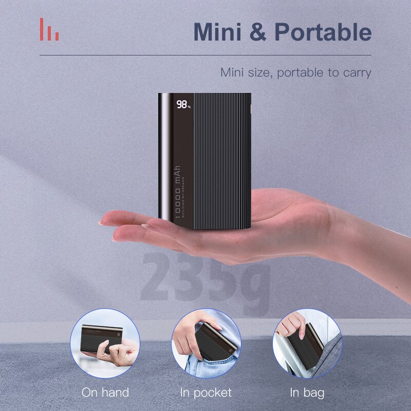 Kuulaa Power Bank 10000 Mah Qc Pd 3.0 Poverbank Snelle Opladen Powerbank 10000 Mah Usb Mini Externe Batterij Oplader Voor xiaomi