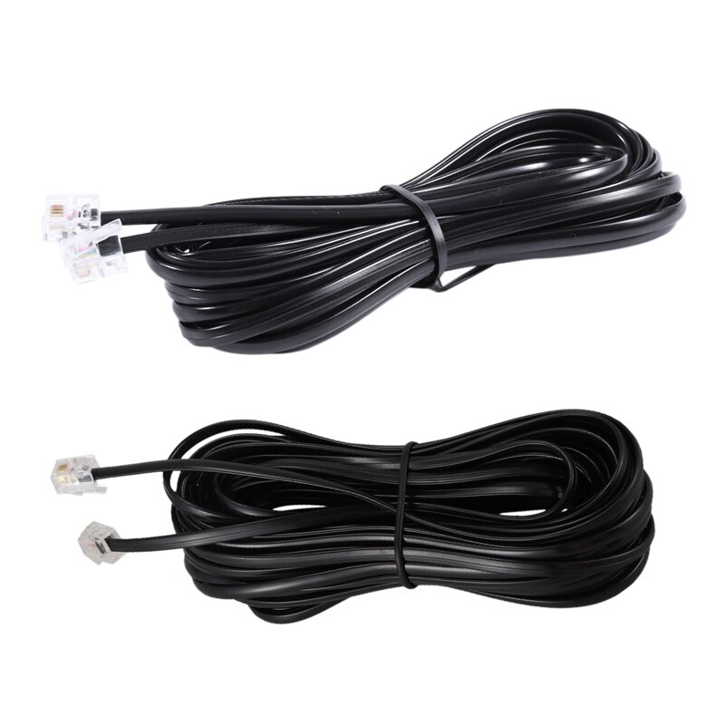 2pcs RJ11 6P4C Telephone Cable Cord ADSL Modem - 5 Meters &amp; 10 Meters