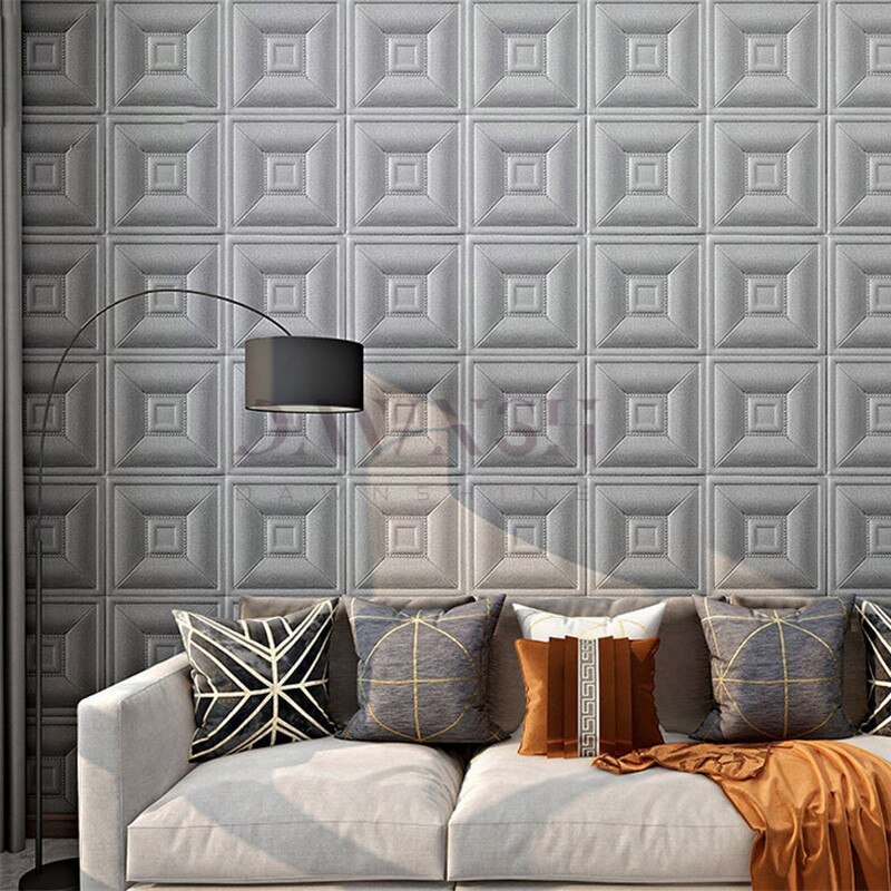 1PCs 70x70 Cm Square Pattern PE Foam Wallpaper 3D Self-Adhesive Anti-Collision Wall Paper For Kids Room Wall Sticker: 5 / 1pcs 35x35 cm