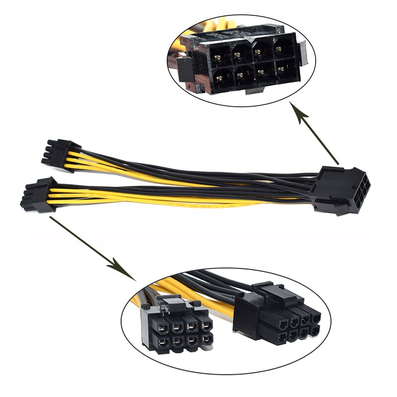 10PCS 21CM 8PIN Cable PCI Express To Dual PCIE 6(6+2)/8 (6+2)PIN Line Graphics Card GPU Power Data Cable