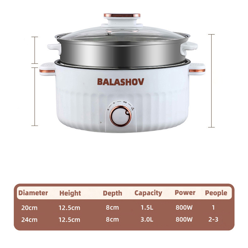 Elektrisch fornuis Slaapzaal Multi-fornuis Huishouden voor Pot Koken en Frituren en Dubbellaags Soepverwarmer Pot Fry EU /US-stekker