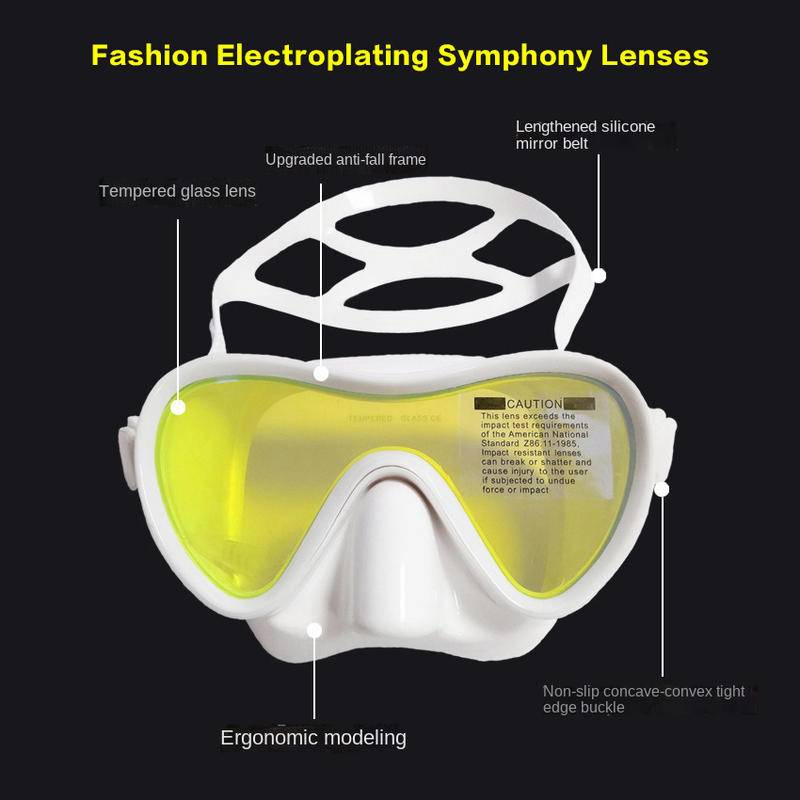 JUNHAIINS Professioneel siliconen duikmasker Ademhalingsbuis Anti-condens Gehard glas Zwemmen Snorke Set voor watersport
