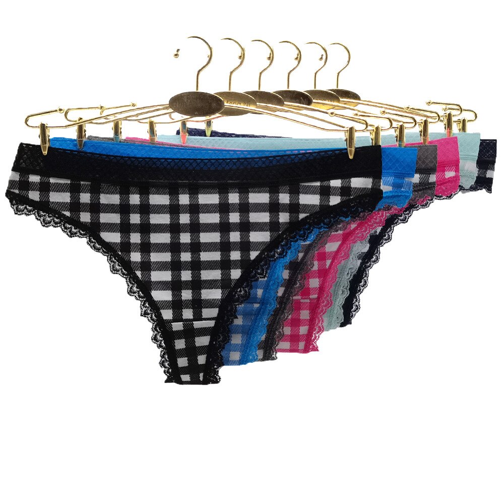 Nuove ragazze intimo 6 pz/lotto cotone fiocco plaid vita bassa slip ragazza mutandine adolescenti studenti all'ingrosso