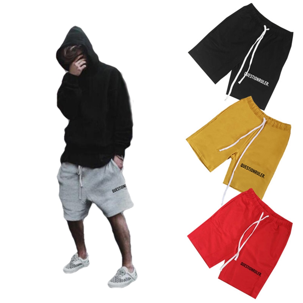 Ins style herre fritidsshorts med bokstavtrykk høy midje shorts gutter sportsshorts med snøring for løping av basketball