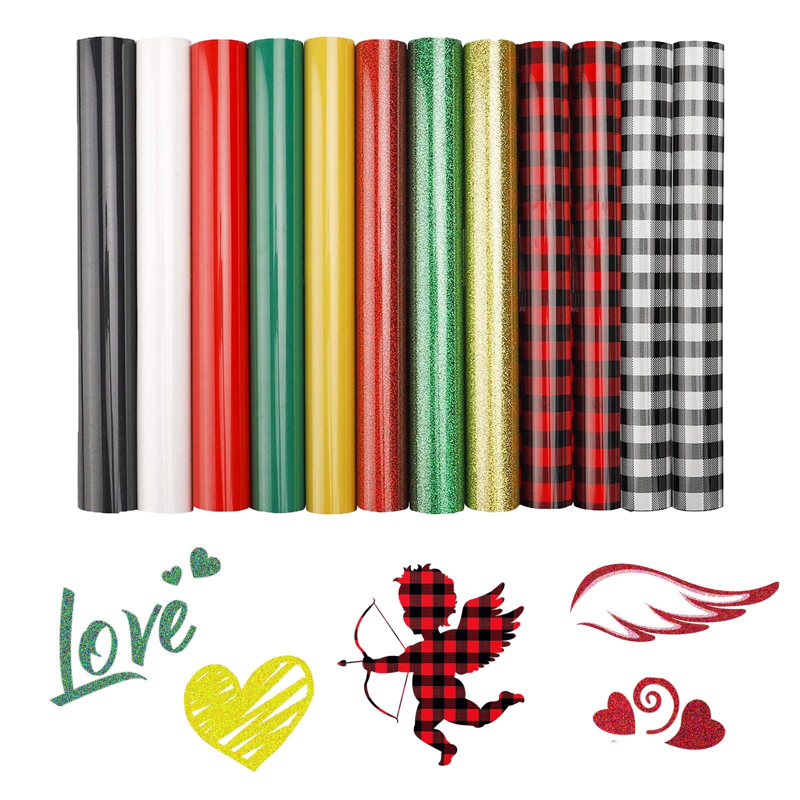 12 Roll Vinyl Heat Transfer Iron On DIY Garment Film Silhouette Paper Art