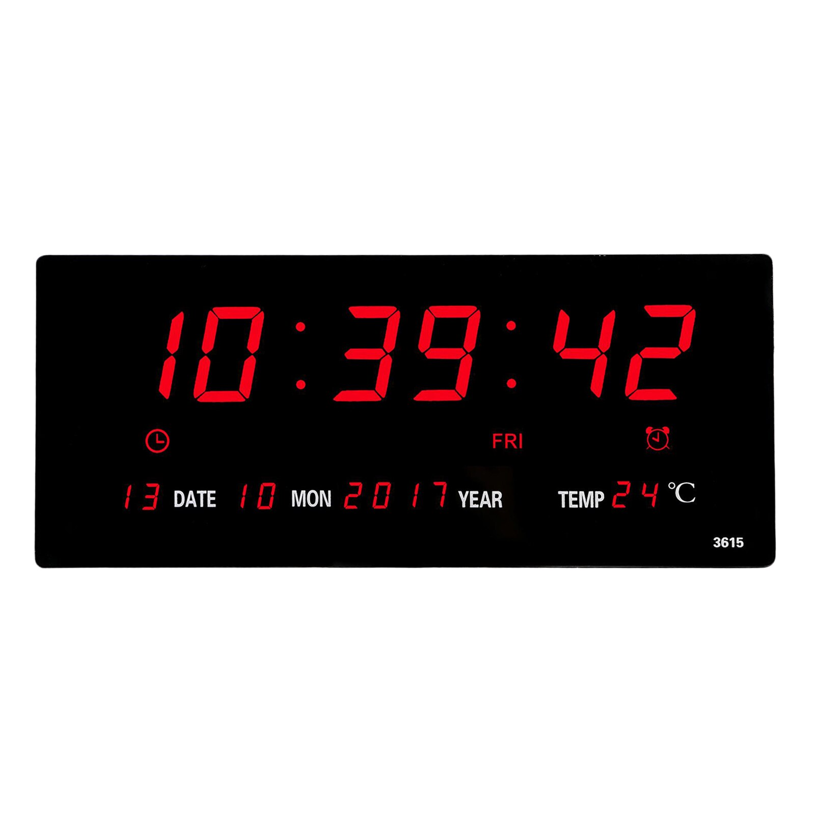 LED Digital Wall Clock Calendar Large Display w/ Indoor Temperature Date and Day Watch For Home Living Room Decoration