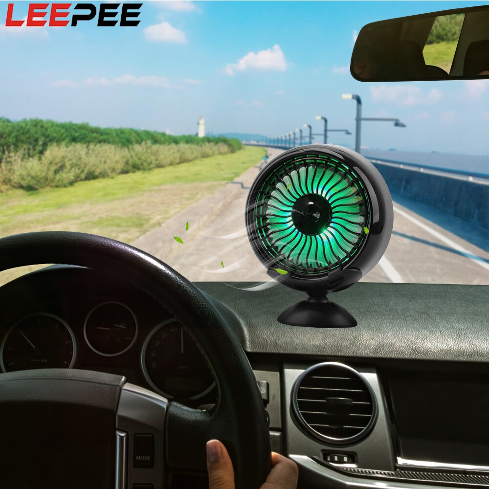 Leepee Multi-Functie Auto Air Koeler Ventilator Met Kleurrijke Led Voor Air Outlet Center Console Usb Mini Fan Auto elektrische Ventilator