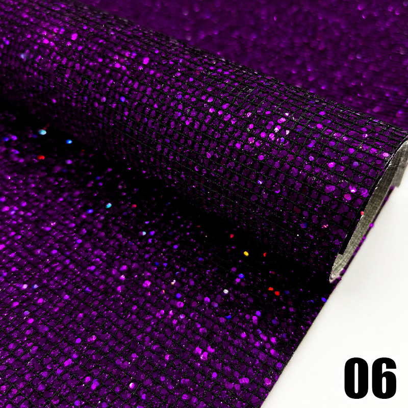 20*120cm PU Leather for Earring Sewing Clothing DIY Bow Decor Waterproof Handmade Material Roll Small Lattice Colorful Flashing: Purple