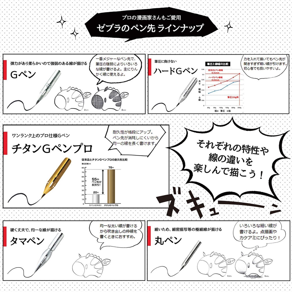 MYLIFEUNIT Tachikawa comique G plume Manga g-pen plume (lot de 3)