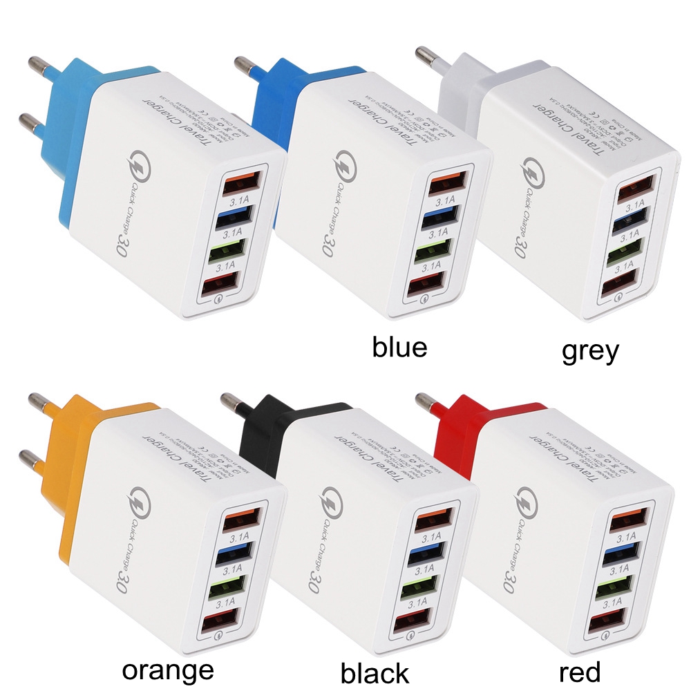 Coming 4 Port Quick Charge QC 3.0 USB Charger Travel Wall Adapter EU US plug 3.1A Mobile Phone Fast Charging