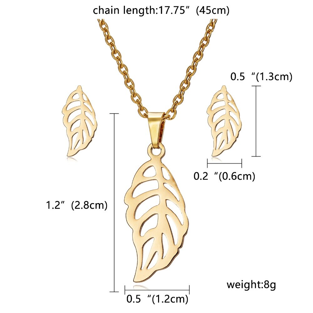 RINHOO Schmetterling Rose Blume Herz Blatt Gold Farbe Edelstahl setzt Für Frauen Halskette Ohrringe Schmuck-einstellen Hochzeit Schmuck