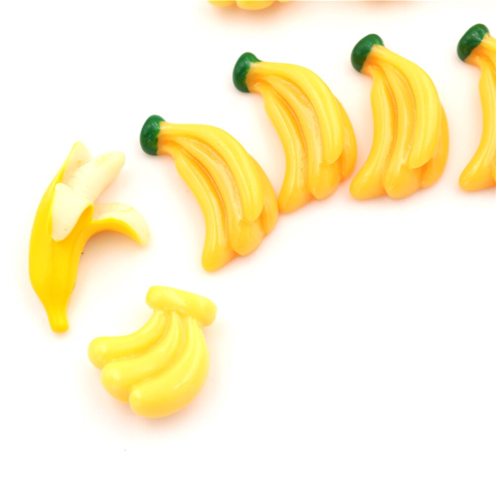 5Pcs Resin Miniatur Bananen Cabochons - Flache Rückseite DIY Basteln für Handy-Deko, Scrapbooking