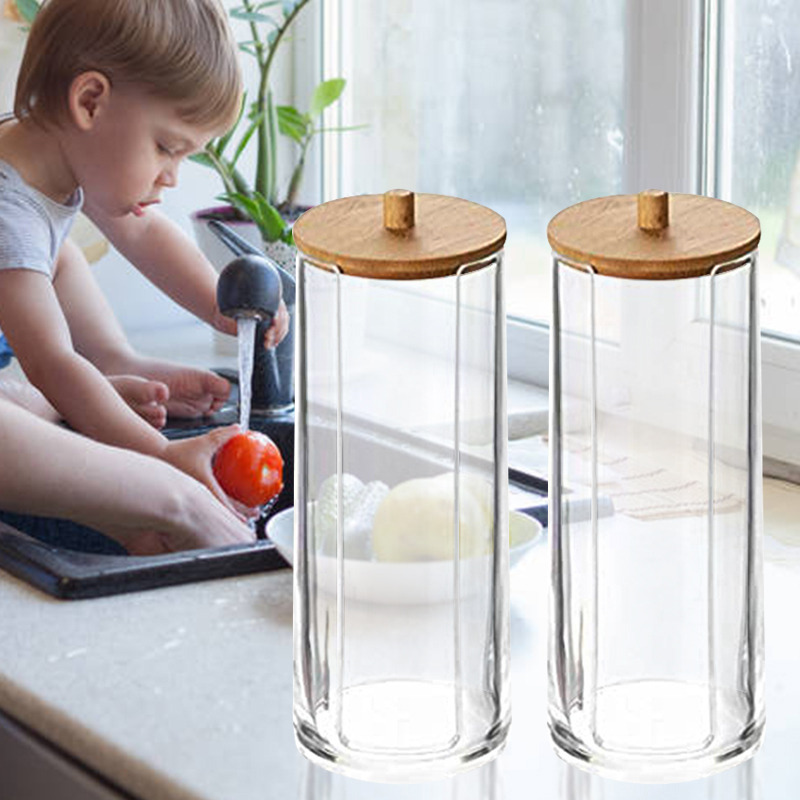 Make Wattenschijfje Organizer Badkamer Opbergdoos Voor Wattenstaafjes Cosmetica Sieraden Make Remover Pad Container Met Bamboe