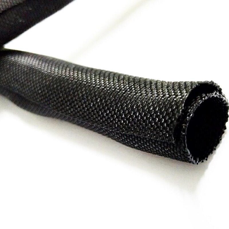 Black Id 19 Mm Uitbreidbaar Gevlochten Kabel Mouw Huisdier Zelfsluitende Geïsoleerde Flexibele Pijp Slang Buis Split Draad Wrap Lijn beschermen
