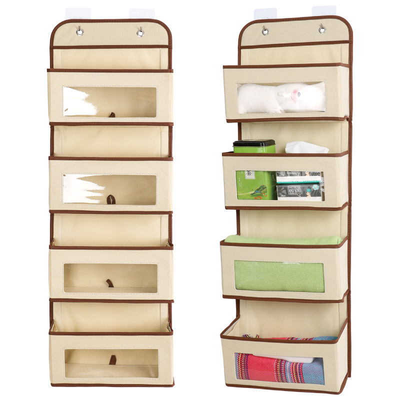 Layer Fabric Over The Door Organizer Gray Foldable Door Organizers Nursery Closet Storage, Large Hanging Door Organizer