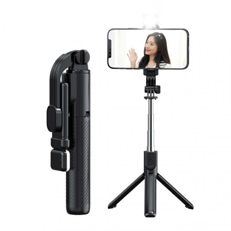 Portable 3- -in- -1 phone stand selfie stick with 360 ° rotation, wireless blue-tooth control selfie stick and a fill light