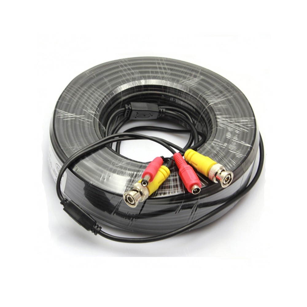 40M CCTV Cable BNC+DC Plug Video and Power Cable for CCTV Camera and DVRs Black Color Coaxial Cable