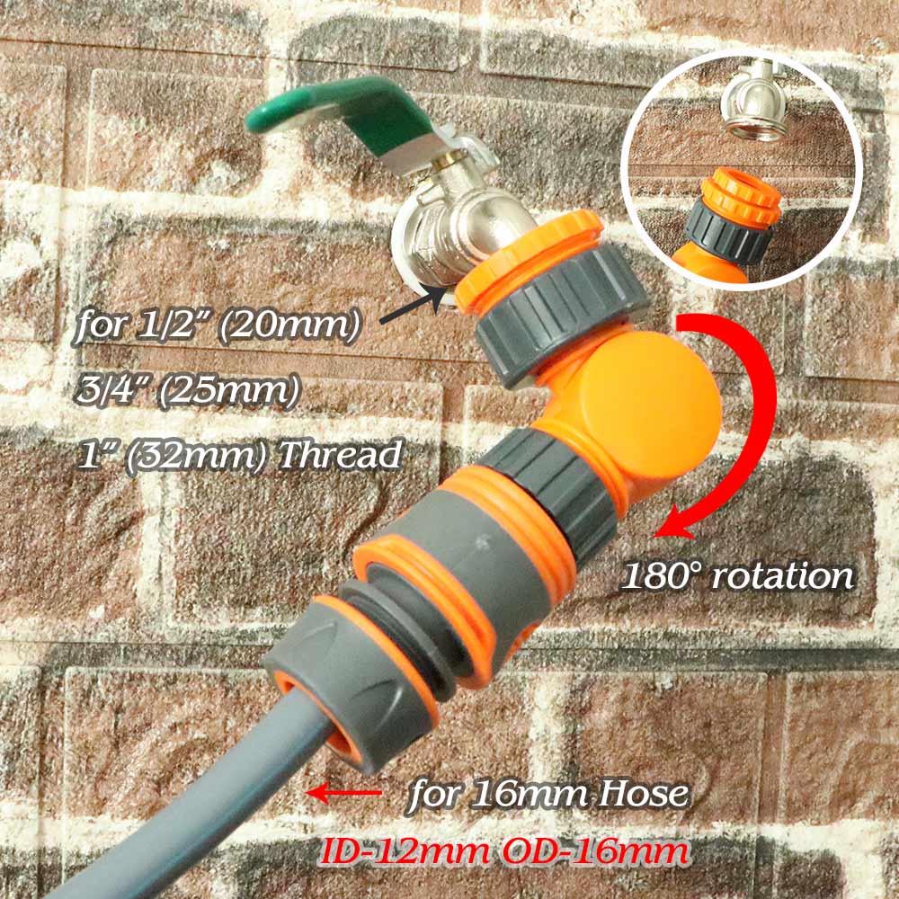 Tuinslang Kraan 1/2 "3/4" 1 "Draad Verstelbare Snelkoppelingen Voor 16Mm Buis Bewatering Fitting 180 ° Draaibare Kraan Joint