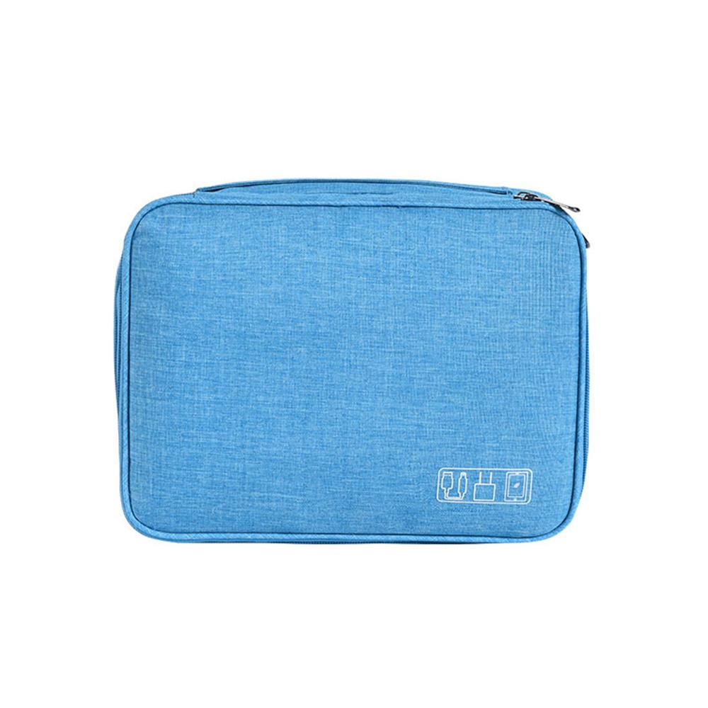 3-layer Electronics Storage Bag Gadget Organizer Multi-functional Digital Devices Organizer Data Cable Storage Case: Light Blue