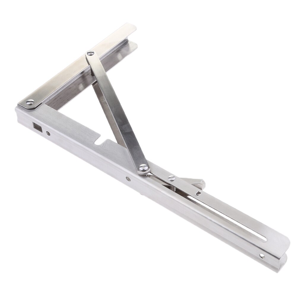 304 Stainless Steel Folding Shelf Bench Table Folding Shelf Bracket Long Release Arm Multipurpose folding Shelf Bench Bracket: 12in