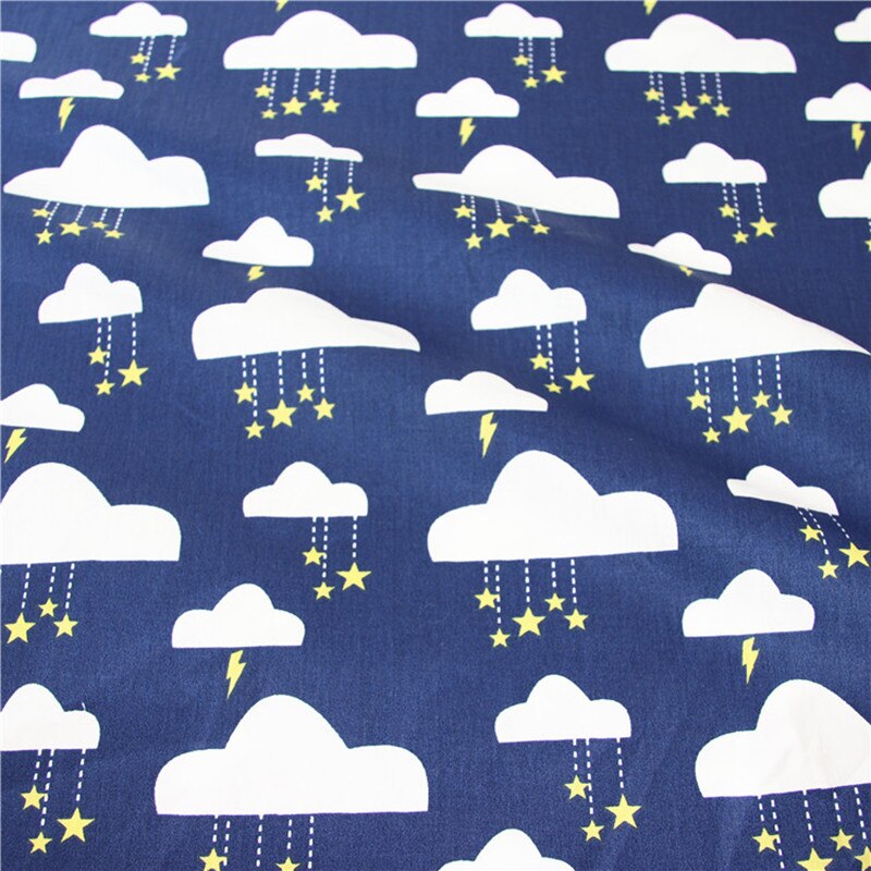 Tissu en sergé de coton pour bébé imprimé nuages au mètre, couette à coudre DIY Scrapbooking, tissu d'aiguille, matériel de couture pour poupées