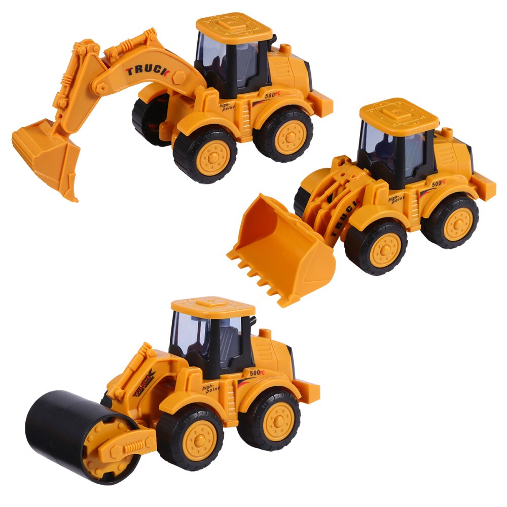 3 Stks/set Mini Plastic Gesimuleerde Techniek Truck Model Auto Speelgoed Kinderen Sliding Speelgoed Voertuigen