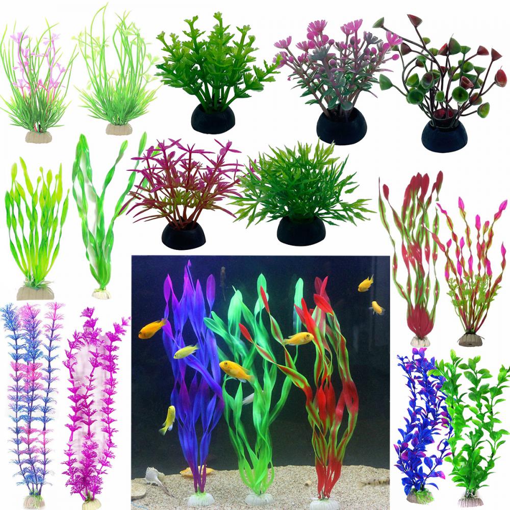Plantas artificiales de decoración para acuario, suministros decorativos para pecera, adornos de paisajismo, accesorios de acuario