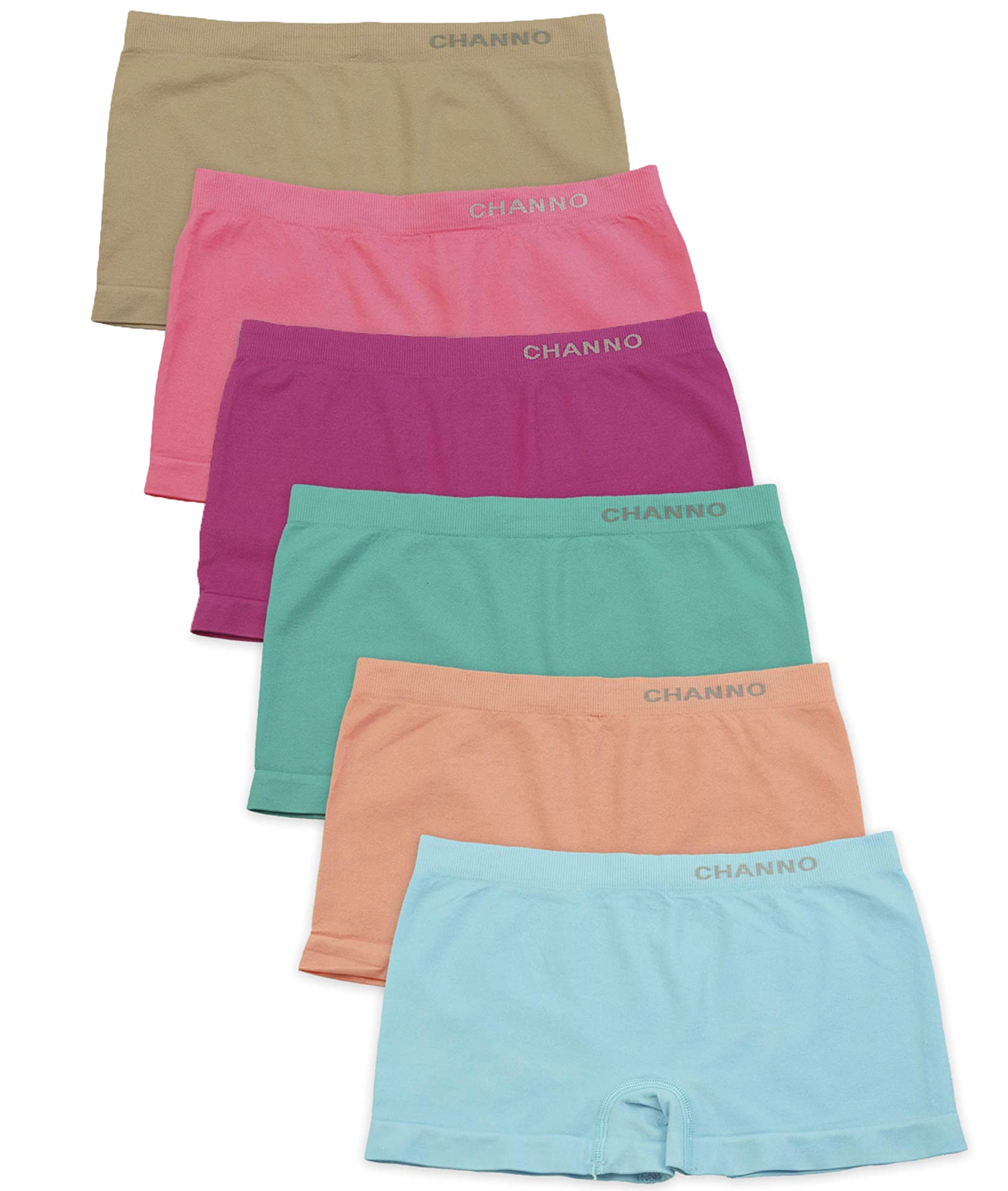 Channo - Pack de 12 Braguitas estilo culotte, ropa interior niña, licra, colores lisos, modelo sin costura, elástico, suave, microfibra, bragas niñas, uso diario, bonitas, lindas, casual