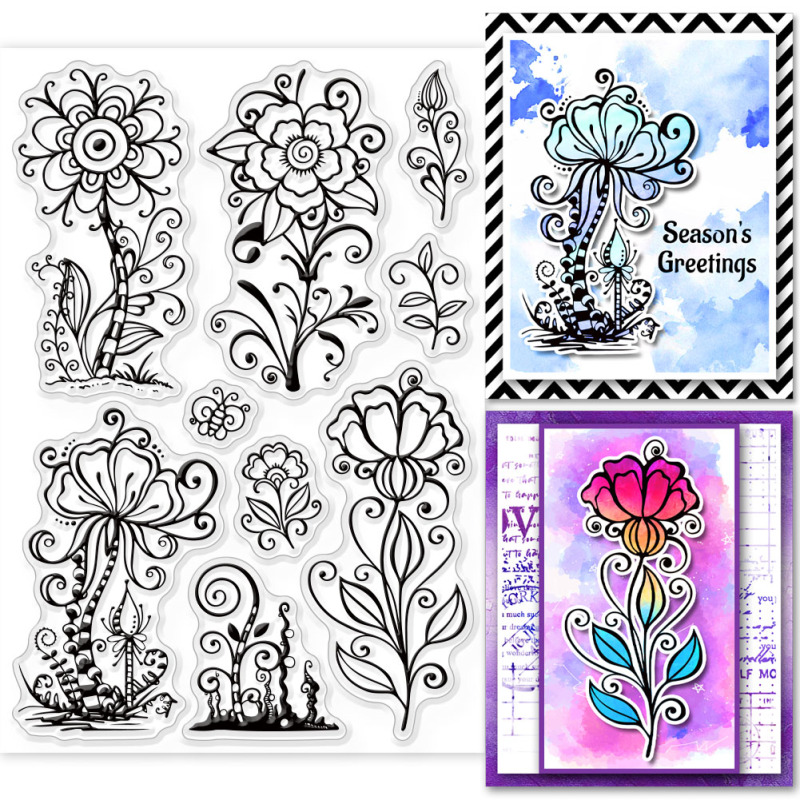 1PC Gear Background Clear Stamps Gear Decorative Clear Stamps Silicone Clear Stamps for Card Making Clear Silicone Seal Stamps