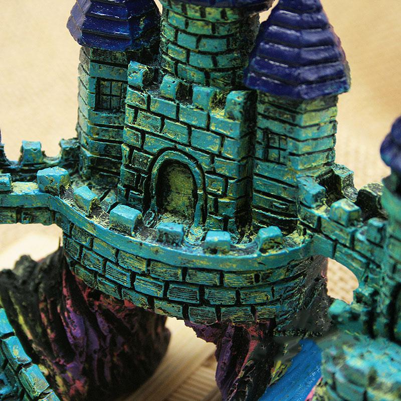 Decoración de acuarios de torre de Castillo de dibujos animados, Castillo de resina, paisajismo para acuario, acuario, Escape de peces, adornos de cueva