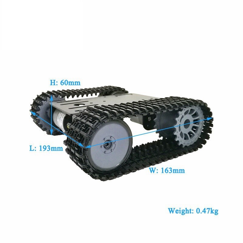 Tp101 metal smart crawler robot tank chassis kit med 33gb-520 12v dc motor aluminiumslegering panel diy til arduino legetøj: Sort