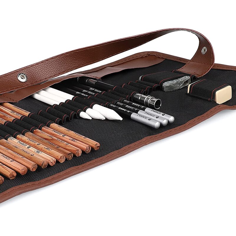 29 Pieces Sketch Pencils Kit Complete Artist Kit Drawing Art Tools With Graphite &amp; Charcoal Pencils Art Supplies