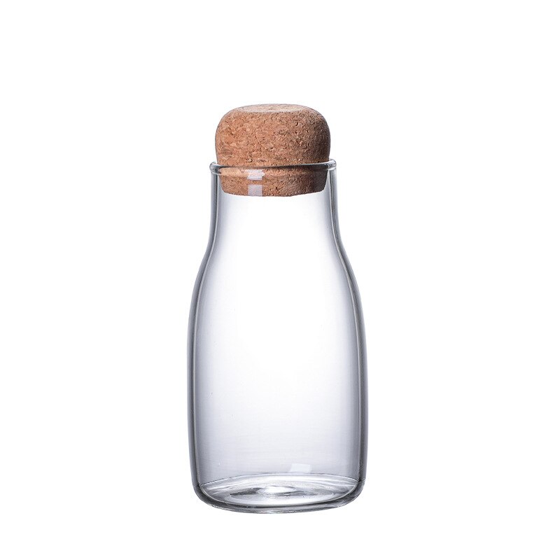 glass tea pots flower tea pots food container Coffee beans glass storage jars containers flower tea transparent sealed cork lid: 150 ml