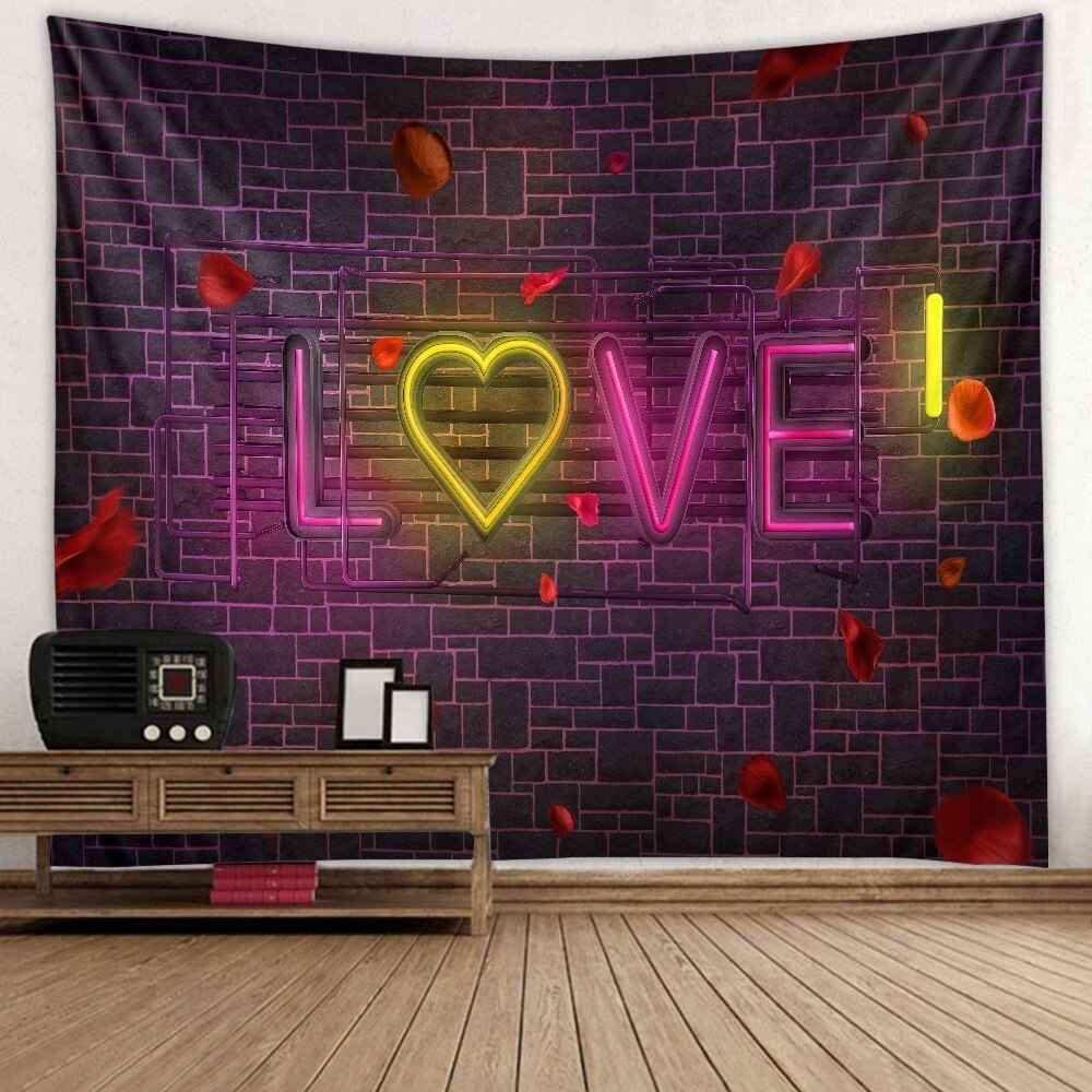 Bruiloft Decor Tapijt Muur Stof Hippie Boho Liefde Rose Tapijt Muur Opknoping Valentijnsdag Dorm Matras Muur Tapijt