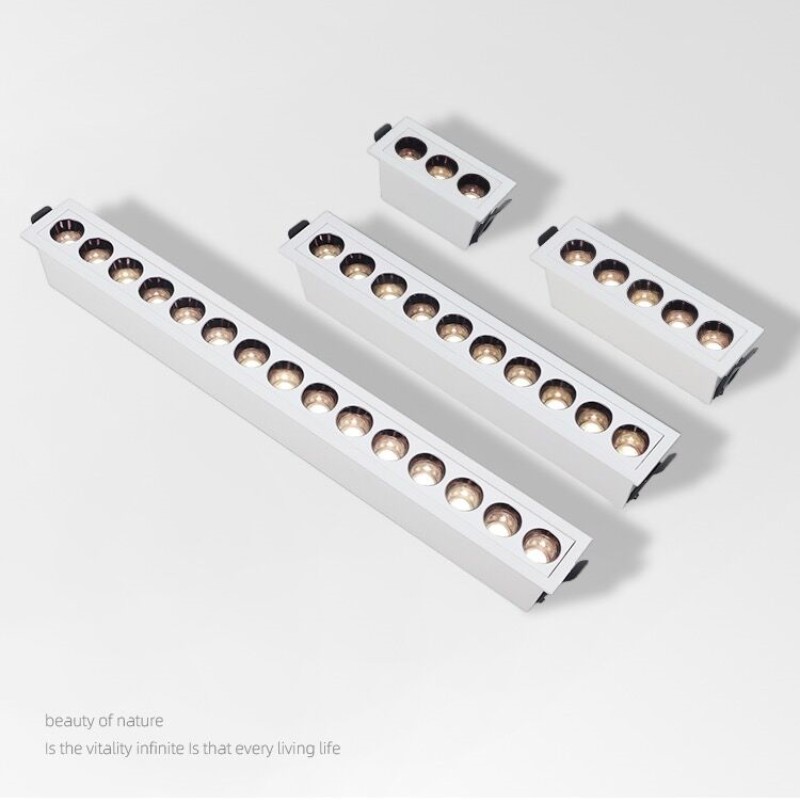 Dimbar led-downlight spotlight 6w 10w 20w 30w linjers lysstang lineær lang stripe stue korridorlampe innfelt