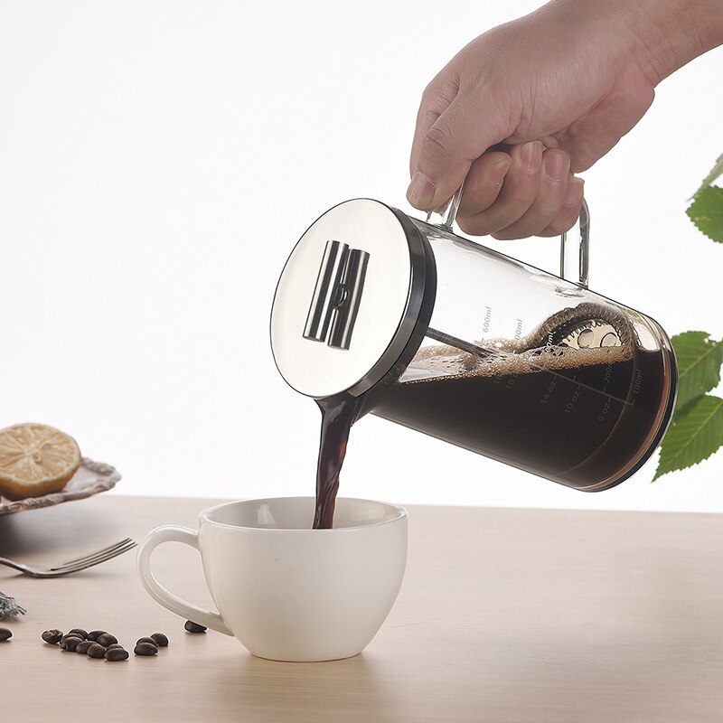 Thick French Press Pot Hand Brewing Coffee Filter Press Pot High Borosilicate Glass Heat-Resistant Tea Maker Coffee Pot