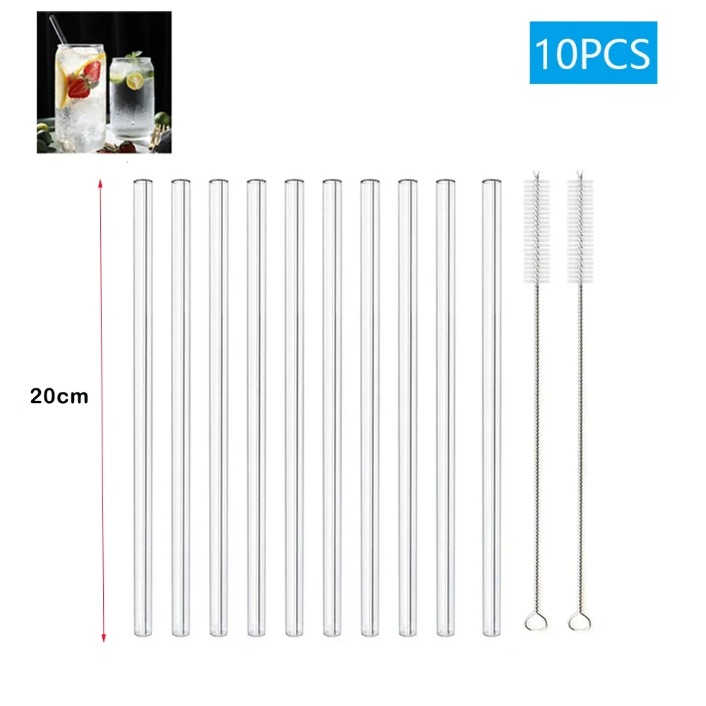 Paille en verre pour Smoothie réutilisable, pailles à boire transparentes pour Smoothie, Milkshakes, paille à boissons , 1 à 10 pièces: Chocolat
