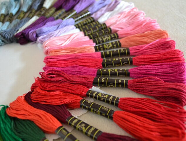 24pcs/50Pcs/100Pcs Solid Color Cross Stitch Cotton Embroidery Thread Pastel Floss Sewing Skeins Craft Diy