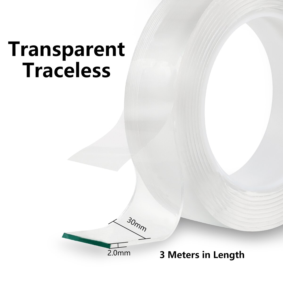 Cinta mágica Nano transparente lavable, adhesiva de doble cara reutilizable, 1M/3M/5M