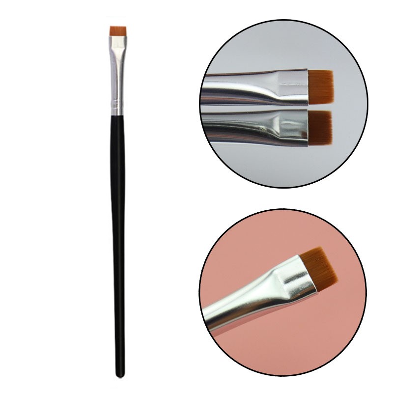 Flacher Augenbrauenpinsel, ultradünne Augenbrauen, machen-hoch-Pinsel, Eyeliner-Pinsel, dünner Eyeliner, Augenbrauenkontur, Concealer, Schönheitspinsel-Werkzeug: Schwarz
