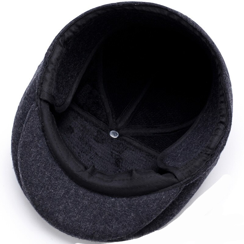 Béret casquettes pour hommes automne hiver chapeaux papa aîné homme béret plat casquette père grand-père hiver oreillette casquette chapeaux avec rabat d'oreille