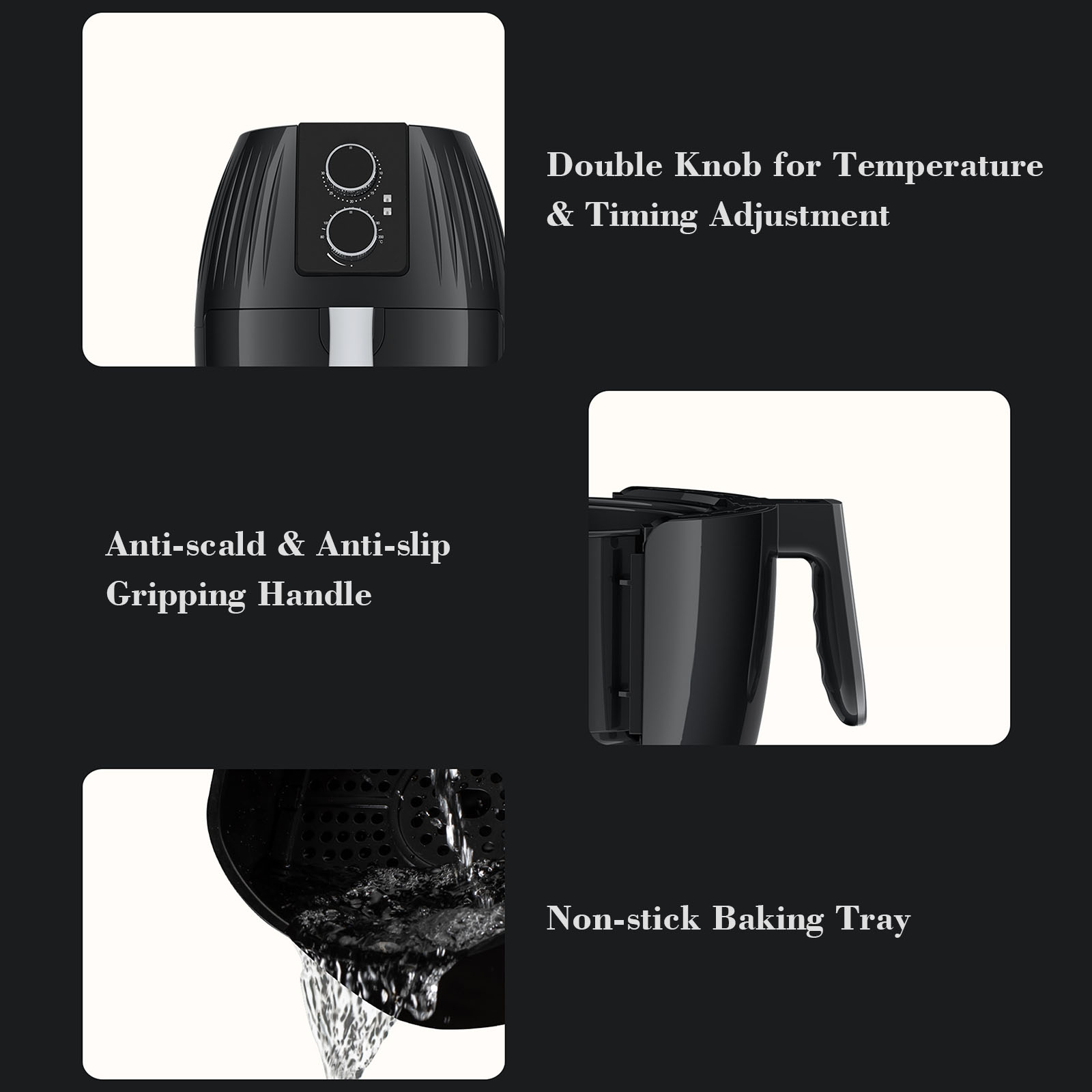 5.5L Air Fryer 1300W Electric Air Fryers Oven Oilless Cooker with 8 Presets LCD Digital Touch Screen and Nonstick Frying Pot