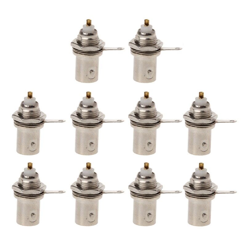 10Pcs/Set BNC Female Nut Bulkhead Solder Connector Adapter For Video Surveillance Support